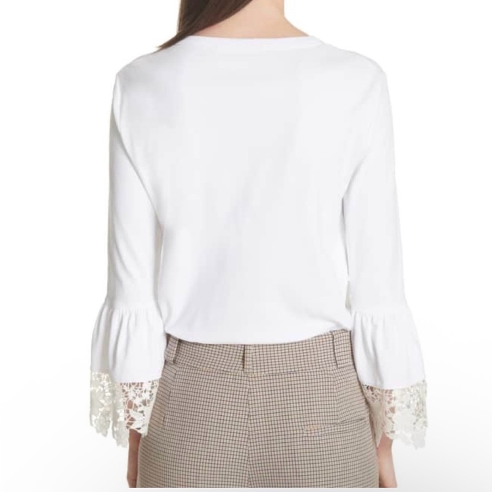 Seeby Chloé White Powder Lace Cuff Blouse Size L Cotton - Picture 3 of 7